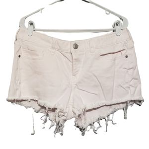 Express Pale Pink Distressed Low Rise Short Shorts